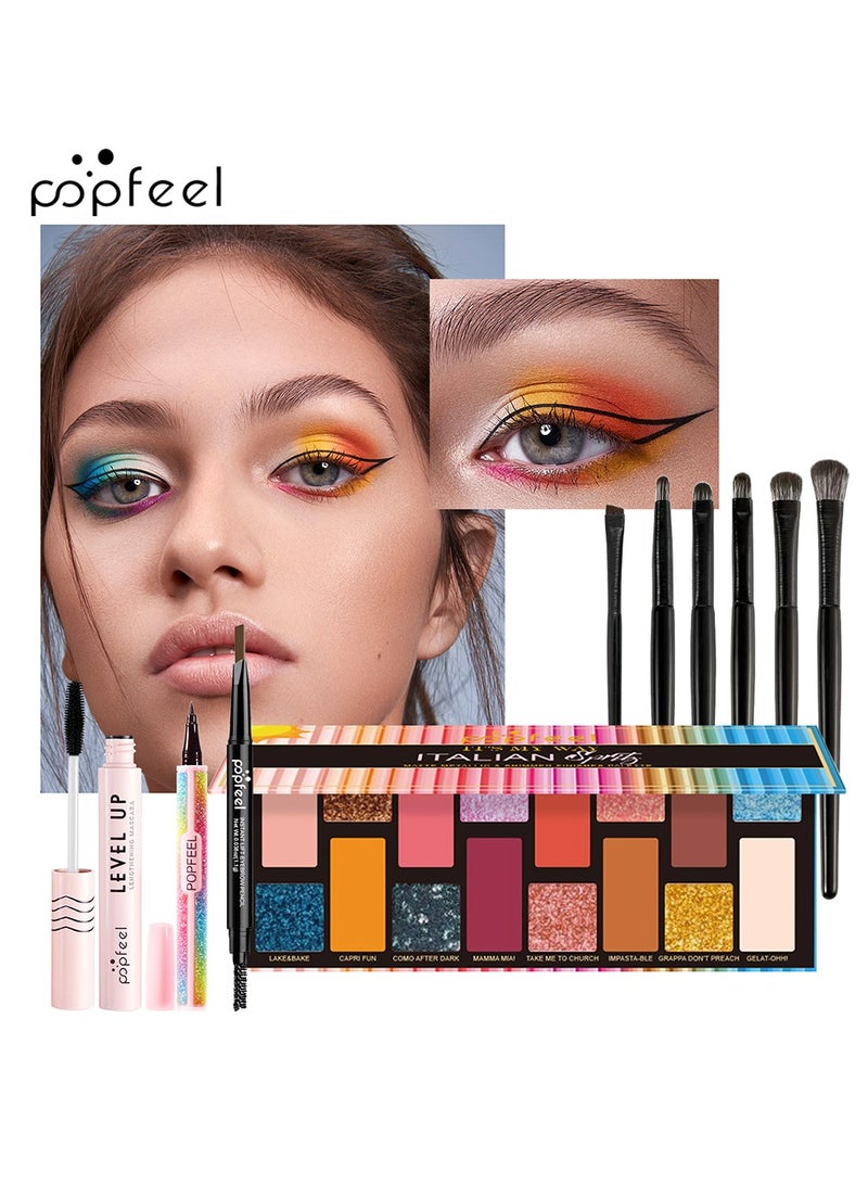 بوب فيل مجموعة ظلال العيون المكونة من 16 لونًا، أدوات مكياج عملية 5 في 1، تتضمن قلم تحديد العيون وقلم الحواجب وماسكارا، سهلة الاستخدام، هدية مثالية لعشاق المكياج والمناسبات - Image 1