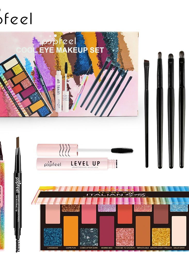 popfeel Gift Set 16 Color Eye Shadow Plate Eye Black Eye Shadow Brush Eyeliner Eyebrow Pencil Combination Set Great Idea Gift For Valentine's Day  Birthday and Other Festival To Makeup Lover Family  - Image 4