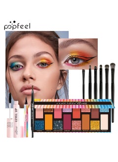 popfeel Gift Set 16 Color Eye Shadow Plate Eye Black Eye Shadow Brush Eyeliner Eyebrow Pencil Combination Set Great Idea Gift For Valentine's Day  Birthday and Other Festival To Makeup Lover Family  - Image 5
