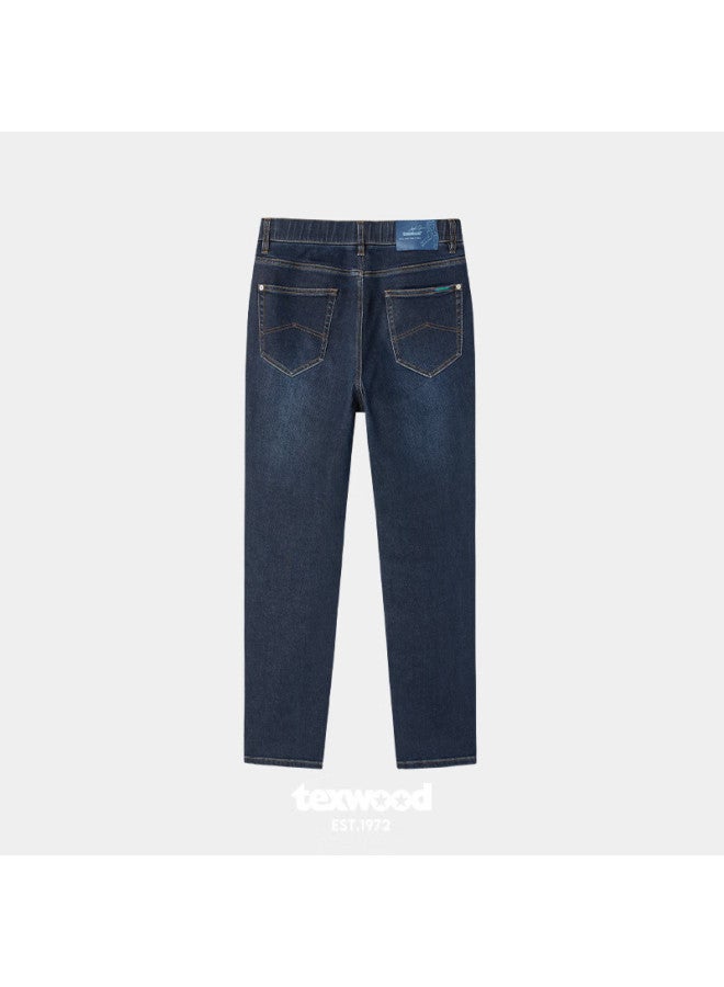 Texwood Men's Apple Jeans Slim Fit Lifting Leg-shaping Business Elastic Casual Pants Dark Blue 30 - Image 2