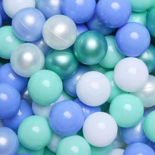 GOGOSO Ball Pits Balls Toddlers 50 100 200 500 Plastics Shape Ball NonPhthalate NonBPA NonToxic 22Inch Crush Proof Play BallsPearl Macaron Blue Green White 100 Balls - Image 1