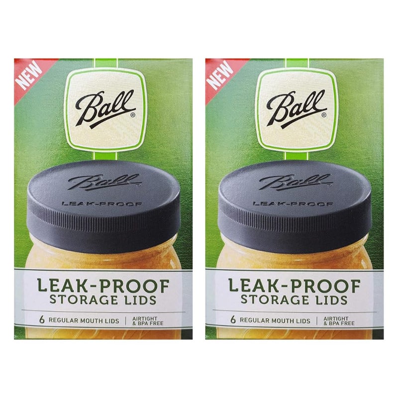 Ball Leak-Proof Plastic Lids for Glass Mason Jars, Used for Canning, Pickling, Juice, Jam, Jelly (Regular, 6 Count (Pack of 2)) - Image 1