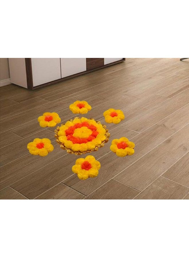 JH Gallery Handmade Artificial Flowers Rangoli Set Decoration Home Decor - Home and Pooja Room Decorative Floor Mats, Diwali Festive for Home Floor Décor - Image 2