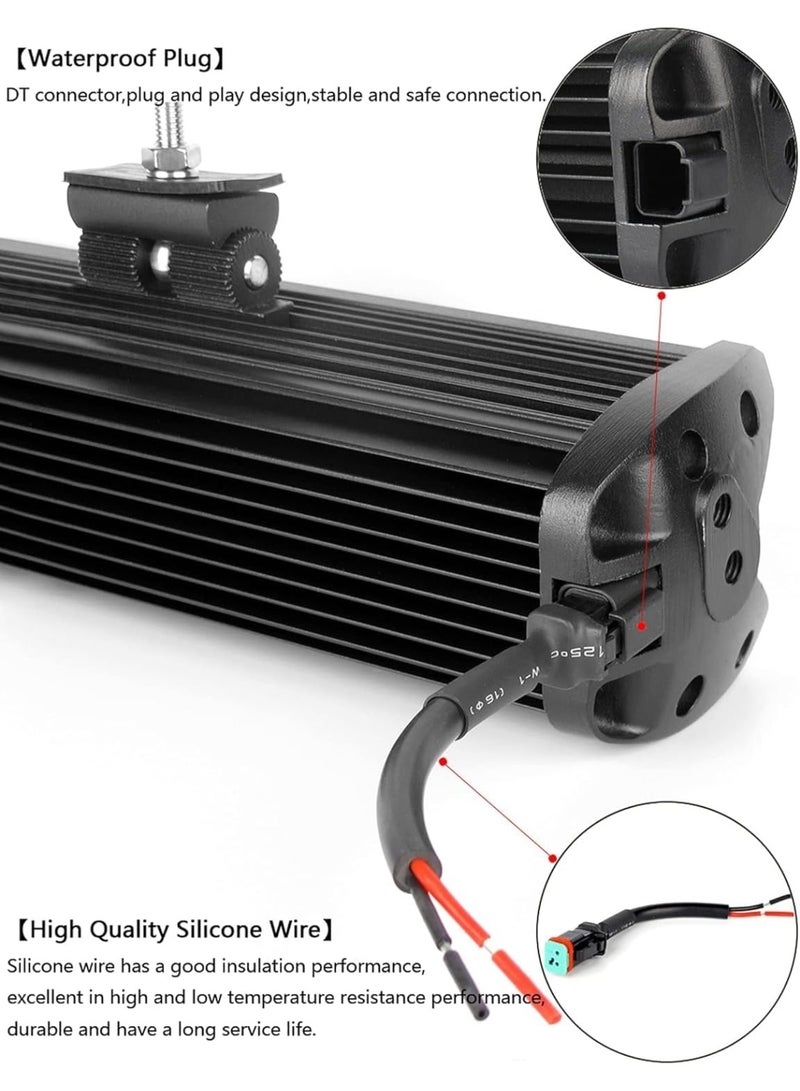 شريط إضاءة LED أنيق 6D، 20 بوصة، صف واحد، 90 واط، مناسب للشاحنات والدراجات النارية والسيارات والسيارات الرياضية متعددة الاستخدامات والقوارب، مع مصابيح قيادة متعددة الاستخدامات. - Image 4