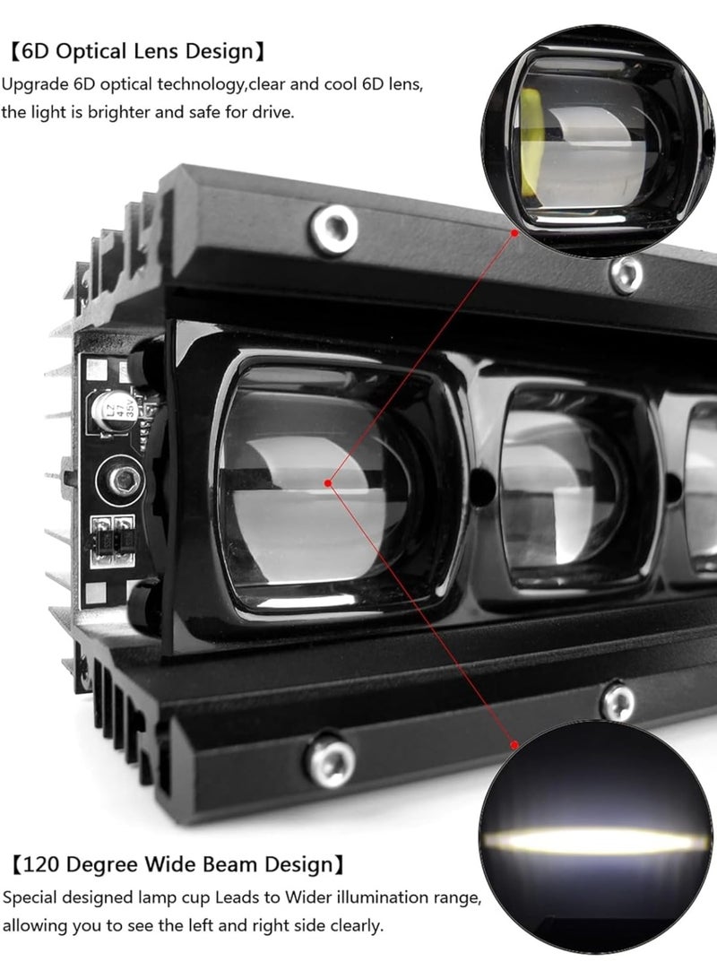 شريط إضاءة LED أنيق 6D، 20 بوصة، صف واحد، 90 واط، مناسب للشاحنات والدراجات النارية والسيارات والسيارات الرياضية متعددة الاستخدامات والقوارب، مع مصابيح قيادة متعددة الاستخدامات. - Image 3