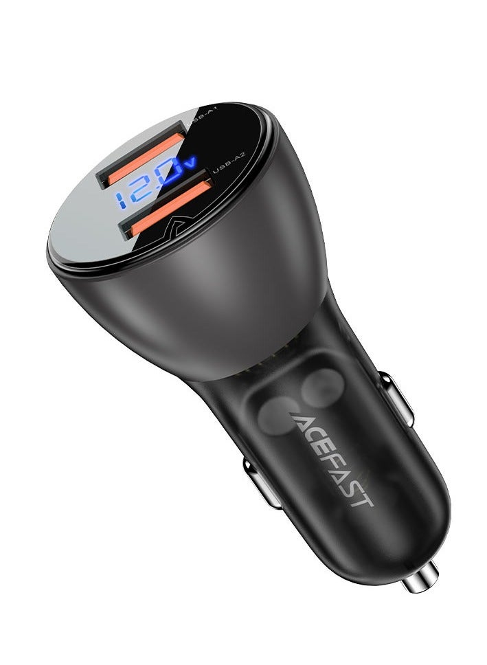 ACEFAST B7 metal car charger 45W (2xUSB-A) with digital display. - Image 1