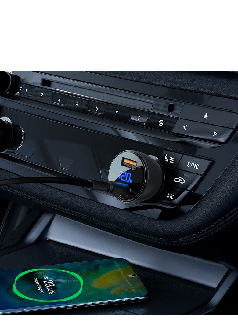 ACEFAST B7 metal car charger 45W (2xUSB-A) with digital display. - Image 4