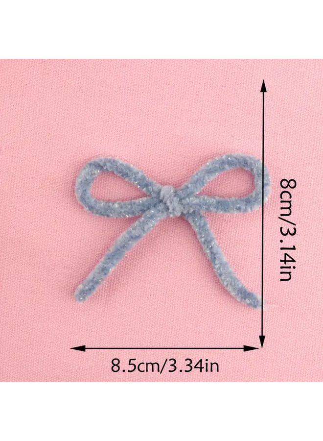 Blue Bow DIY Knitted Plush Headwear For Bags Shoes And Socks - Image 3