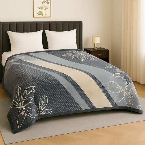 Nivasam Cadbury Korean Super Soft Winter Blanket Imported - 2 Ply Reversible Super Soft Warm Plush Royal King Size Double Bed Blanket 3.5 Kg (Midnight Petal Luxe) - Image 1