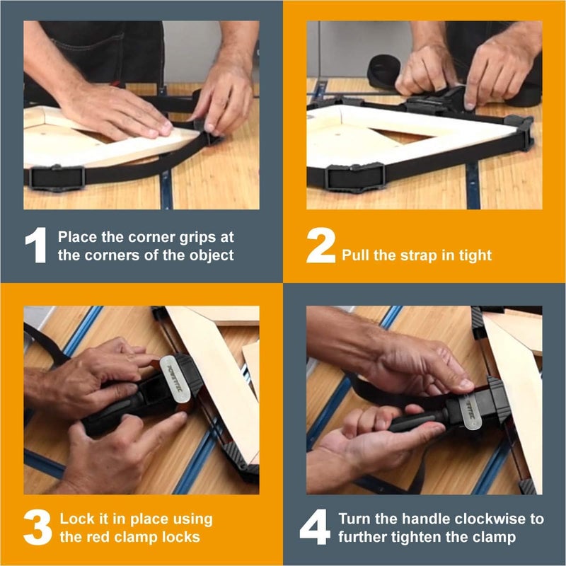 POWERTEC Strap Clamps for Woodworking – Quick Release Band Clamps, Adjustable Picture Frame Clamp, 13 ft Strap Belt Clamps for Cabinets and Drawers (71017) (Pack of 2) - Image 4