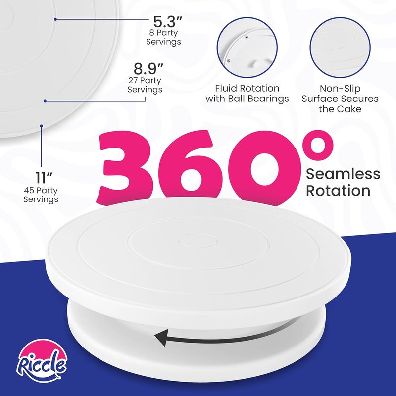 RICCLE 88 pcs Cake Decorating Kit with Pink Cake Turntable - Includes 50 Disposable + 2 Reusable Piping Bags and Tips Set, 24 Icing Piping Tips, 2 Spatulas, 3 Icing Comb Scraper, Baking Supplies - Image 2