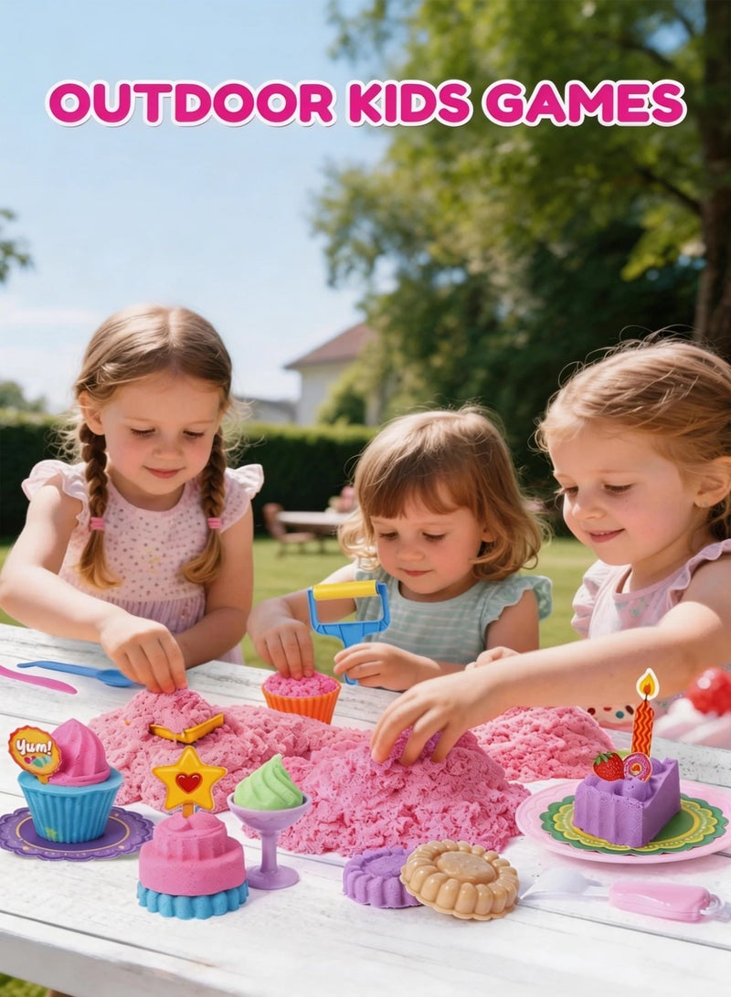 Paka Rabbit Children's Sand  Toy Set  2kg Magic Sand and 90 Beach Molds Sand Tray Safe Boys Girls Clay Plasticine Creative Handmade Sand with Storage Box Great for Indoor and Outdoor Use Playing is fun and can develop skills.（Pink） - Image 3