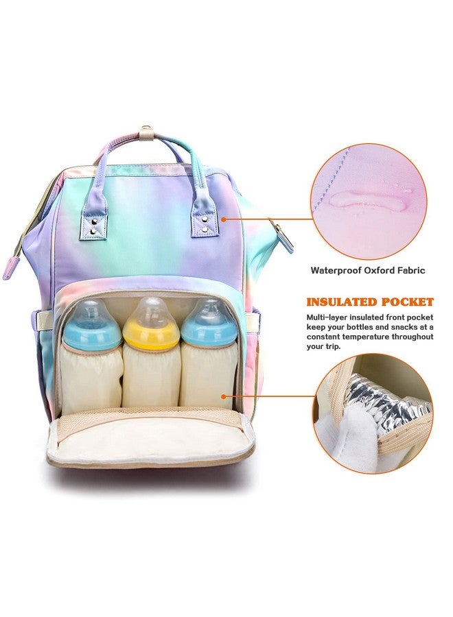 Limhoo Diaper Bag Backpack for Mom & Dad, Multifunction Waterproof Baby Changing Bags, Large Nappy Bag Backpack (Rainbow) - Image 1