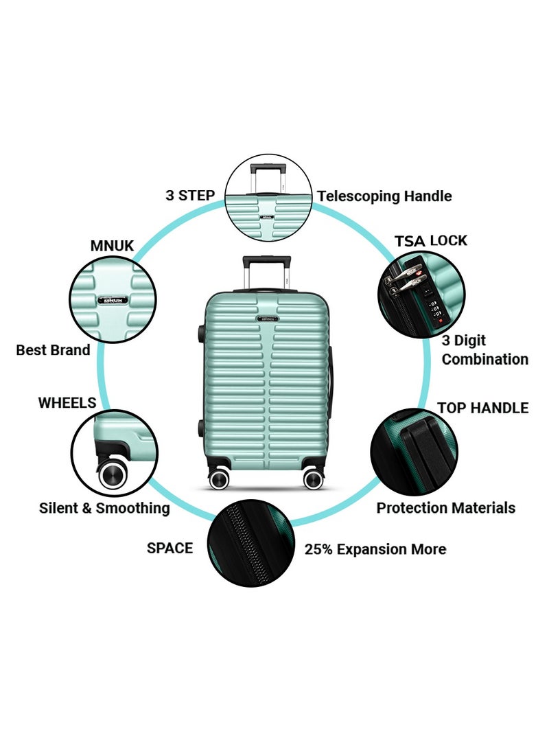MNUK Destiny Checked Luggage | Hardside Soft Handle Trolley with TSA Lock | 360° 4 Wheeler| Medium-24 Inch, Pista Green - Image 4