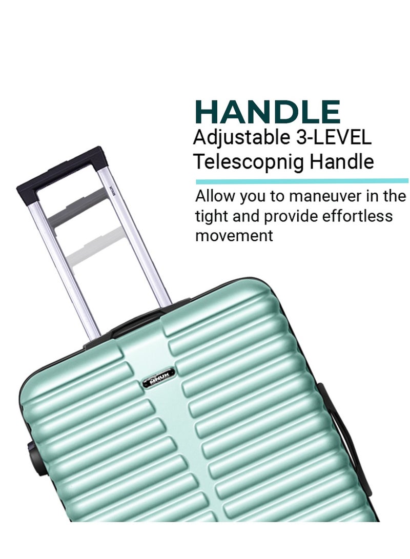 MNUK Destiny Checked Luggage | Hardside Soft Handle Trolley with TSA Lock | 360° 4 Wheeler| Medium-24 Inch, Pista Green - Image 5