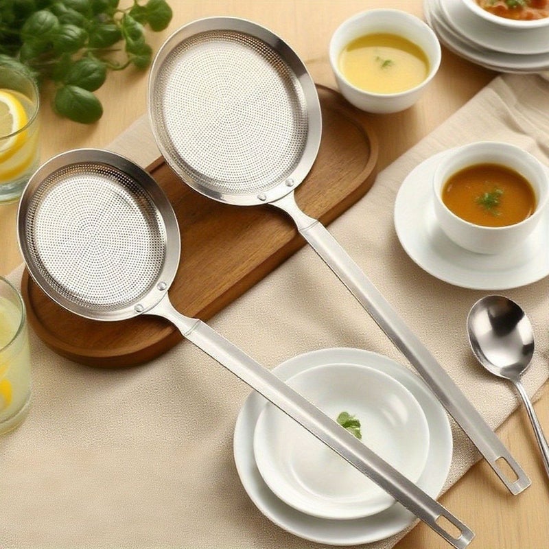 2pcs Stainless Steel Mesh Strainer Fine Filter Oil Skimmer for Frying Pasta Vegetables Safe Cooking Draining Household Durable Large Kitchen Tool - Image 4