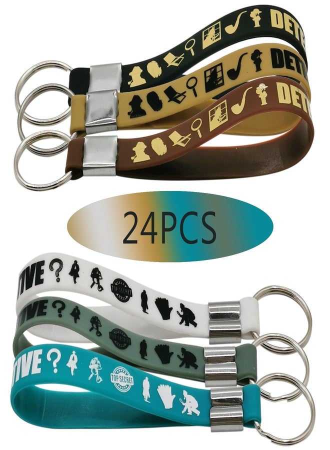 كوبا بلاي مجموعة CupaPlay من 24 قطعة من سلاسل مفاتيح مطاطية على شكل محقق - هدايا حفلات - زينة حفلات الهالوين والغموض والجريمة - حلقات مفاتيح سيليكون - Image 3