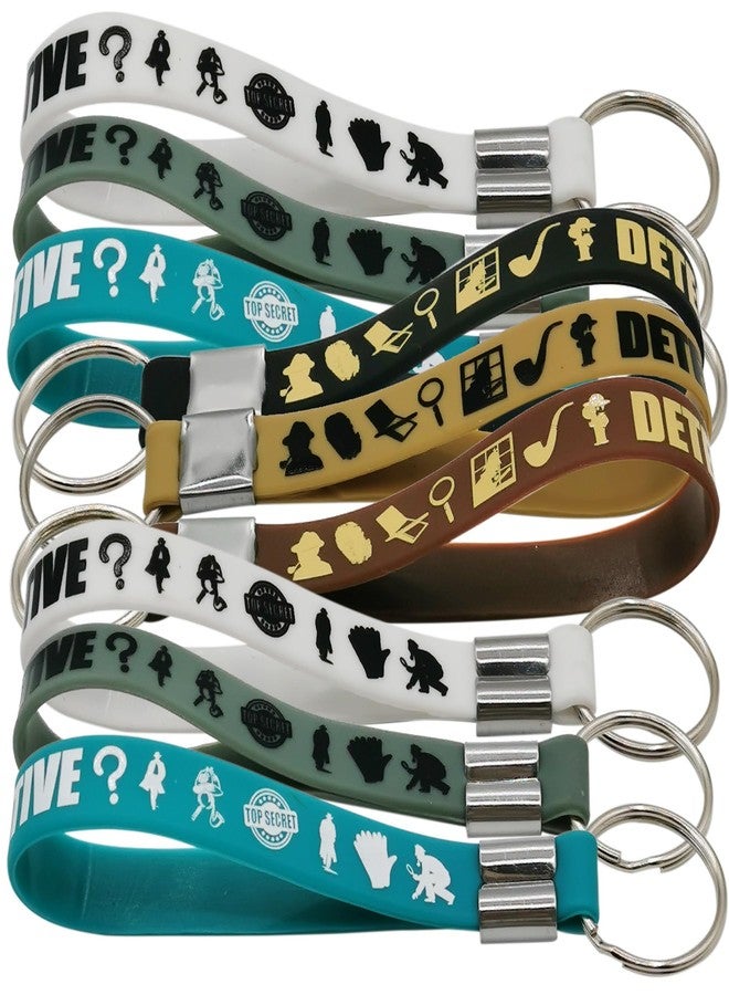 كوبا بلاي مجموعة CupaPlay من 24 قطعة من سلاسل مفاتيح مطاطية على شكل محقق - هدايا حفلات - زينة حفلات الهالوين والغموض والجريمة - حلقات مفاتيح سيليكون - Image 2