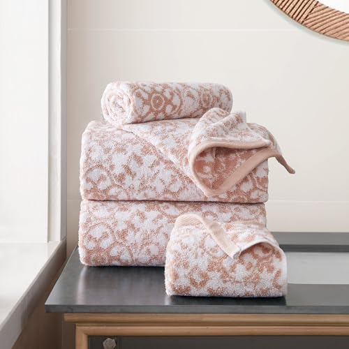 Jessica Simpson - Bath Towel 4 Piece Set, Aziza, Premium Bathroom Decor, Includes 2 Hand Towels and 2 Shower Towels, 100% Cotton & Machine Washable, Rose Smoke - Image 1