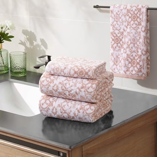 Jessica Simpson - Bath Towel 4 Piece Set, Aziza, Premium Bathroom Decor, Includes 2 Hand Towels and 2 Shower Towels, 100% Cotton & Machine Washable, Rose Smoke - Image 3
