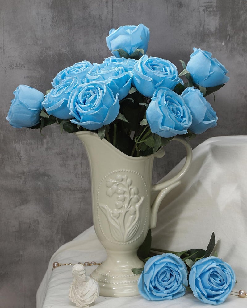 Coferset 10 Pcs Baby Blue Fake Roses - Image 2