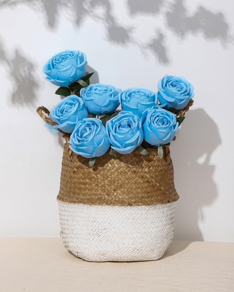 Coferset 10 Pcs Baby Blue Fake Roses - Image 3