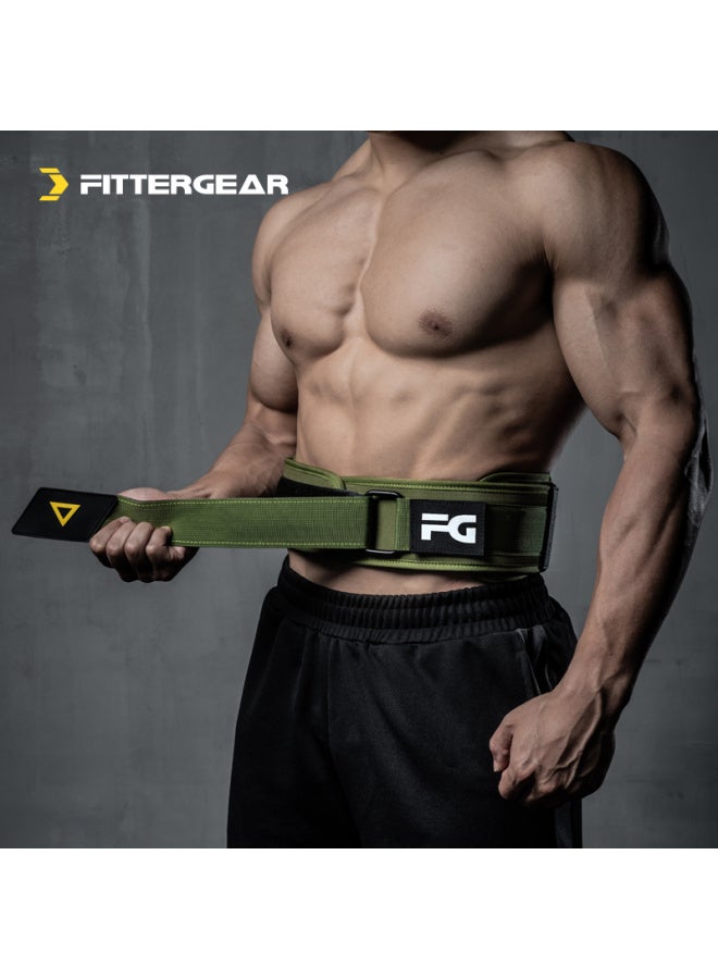 Fittergear Fitness Waist Belt For Men, Deadlift Squat Strength Training Weightlifting Back Support Belt, Army Green, Size M - Image 1