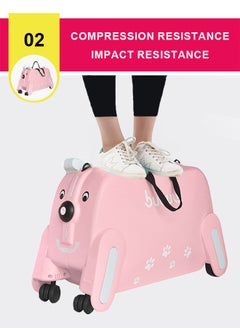 Generic Children'S Trolley Suitcase Can Be Ridden And Seated, Pink  - Image 4