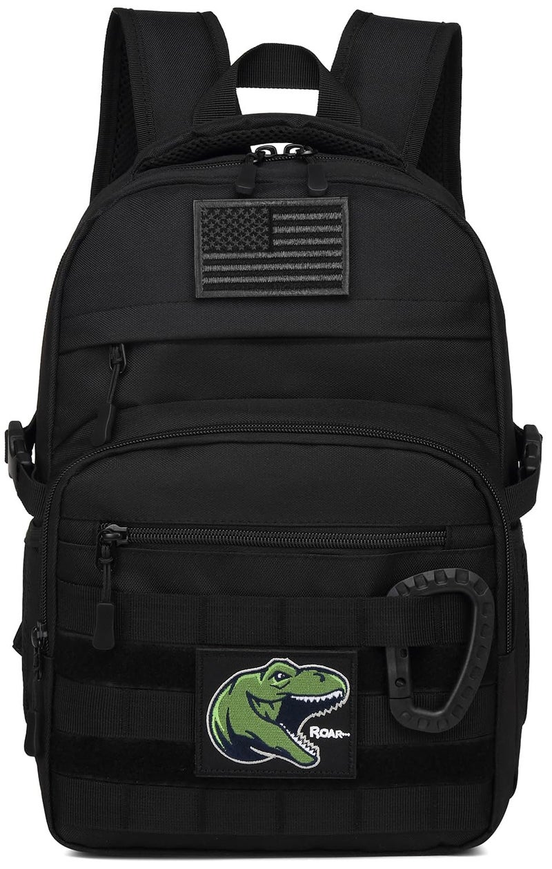 SunForMorning Kids Tactical Backpack Army Molle Bookbag Military Boys Backpack for School, Outdoor, Camping (Includes 2 Patches +1 Carabiner), Black - Image 1
