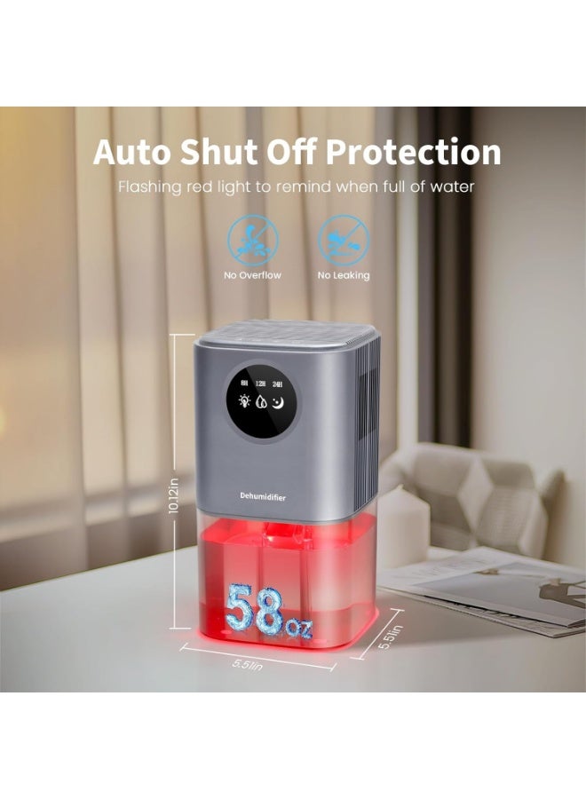 عربست أجهزة تجفيف الرطوبة لغرفة النوم ، أجهزة تجفيف الرطوبة الصغيرة 58 أوقية للحمام المنزلي ، أجهزة تجفيف الرطوبة المحمولة مع إغلاق التلقائي ، وضع النوم للحمام ، القبو ، غرفة النوم ، الخزانة ، RV ، الرمادي (300 Sq.Ft) - Image 4
