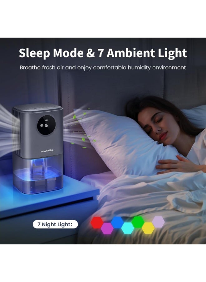 عربست أجهزة تجفيف الرطوبة لغرفة النوم ، أجهزة تجفيف الرطوبة الصغيرة 58 أوقية للحمام المنزلي ، أجهزة تجفيف الرطوبة المحمولة مع إغلاق التلقائي ، وضع النوم للحمام ، القبو ، غرفة النوم ، الخزانة ، RV ، الرمادي (300 Sq.Ft) - Image 5