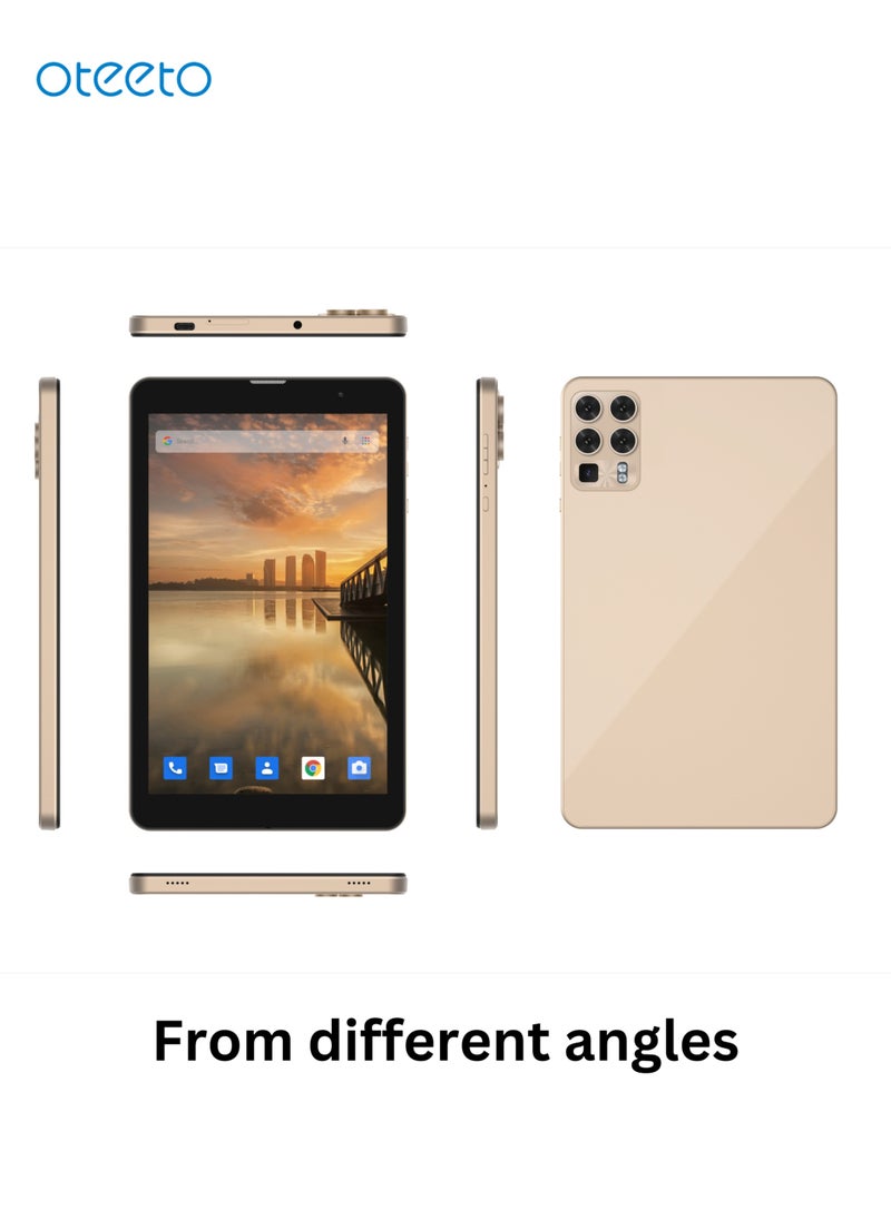 Oteeto TAB 8 Tablet/8 Inch IPS/Octa Core 1.8 GHz Processor/8GB RAM + 256GB ROM/5G Dual SIM/5000 mAh/5mp Front+13mp Rear camera/Includes Keyboard, Screen Protector,OTG, Back cover