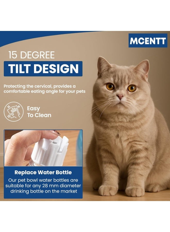 MCENTT 2-in-1 Pet Food and Water Bowl Set, Stainless Steel Feeding Bowl with Automatic Water Dispenser, Non-Slip Design for Cats and Small Dogs | Dark Blue - Image 4