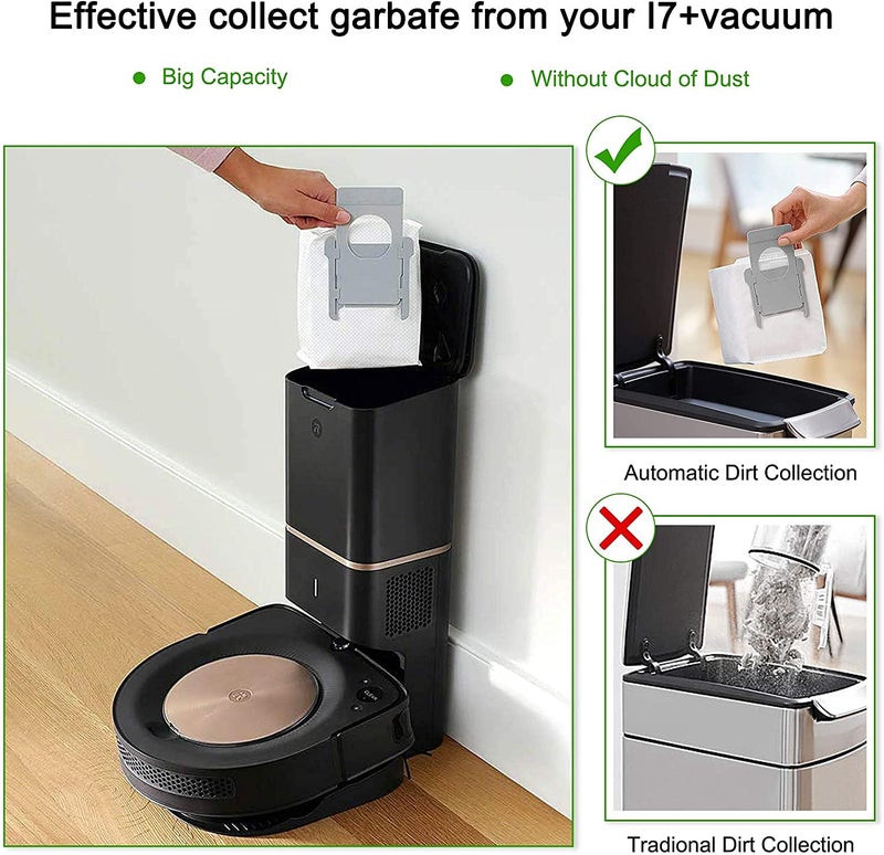 Verilux أكياس استبدال Verilux 4 قطع لروبوت iRobot Roomba i7 i7 s9 s9 قاعدة التنظيف لأجزاء مكنسة كهربائية أكياس الغبار - Image 4