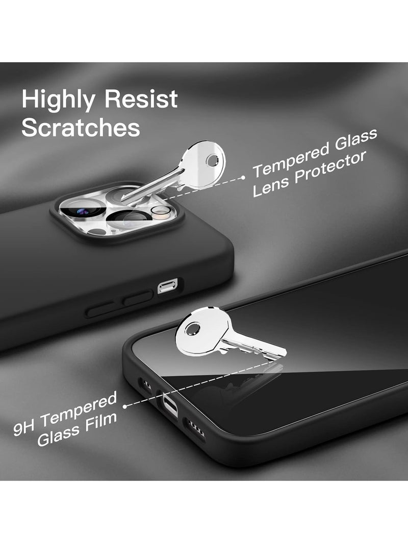 إلترازون iPhone 14 Pro Max Cover, with 2 Pack Screen Protector + 2 Pack Camera Lens Protector, Liquid Silicone [Full Body] Protection Shockproof [Drop Protection] Case 6.7 inches (Black) - Image 3