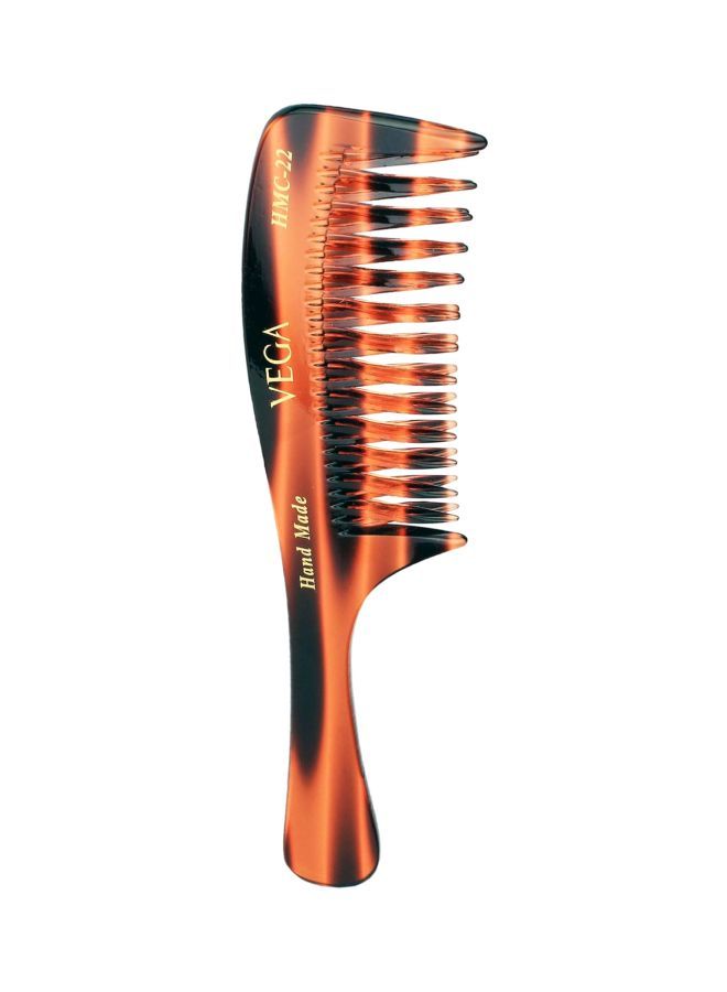NIBEMINENT Tortoise Shell Two Rows Detangling Comb Orange/Black 12.5x6cm - Image 1