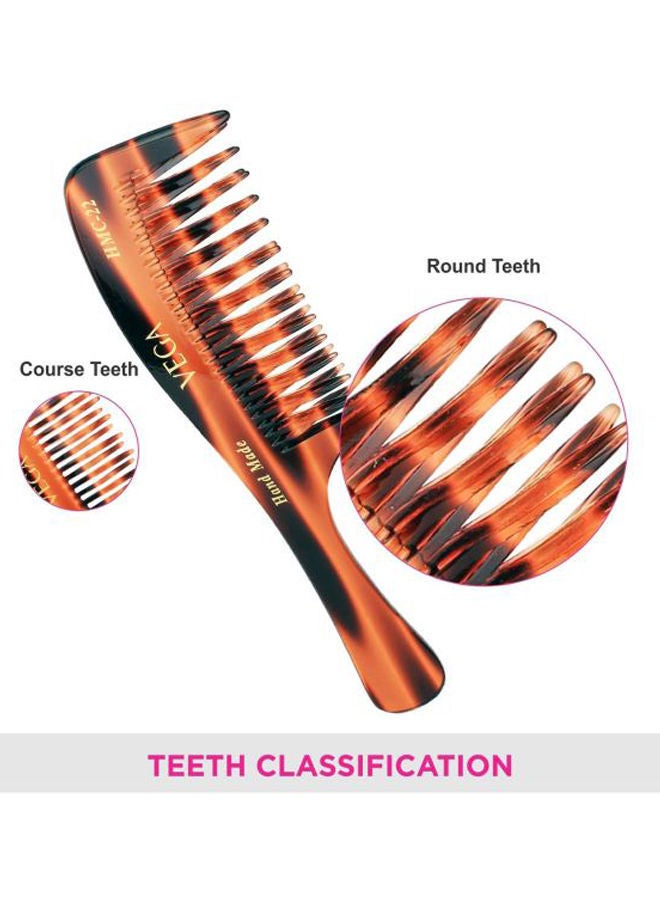 NIBEMINENT Tortoise Shell Two Rows Detangling Comb Orange/Black 12.5x6cm - Image 4