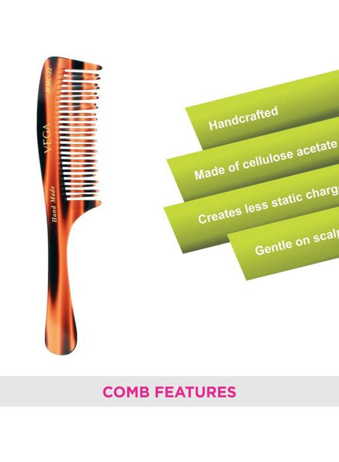 NIBEMINENT Tortoise Shell Two Rows Detangling Comb Orange/Black 12.5x6cm - Image 3