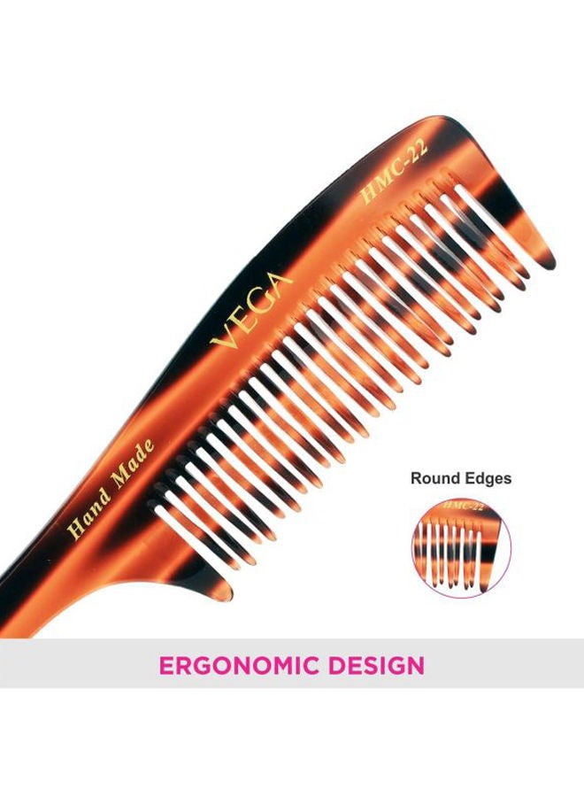 NIBEMINENT Tortoise Shell Two Rows Detangling Comb Orange/Black 12.5x6cm - Image 5
