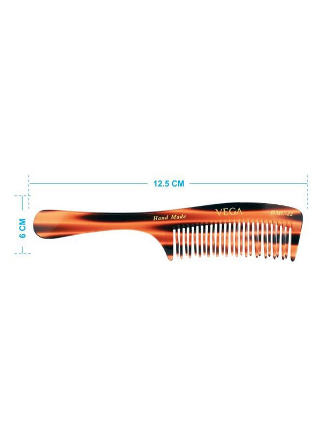 NIBEMINENT Tortoise Shell Two Rows Detangling Comb Orange/Black 12.5x6cm - Image 2