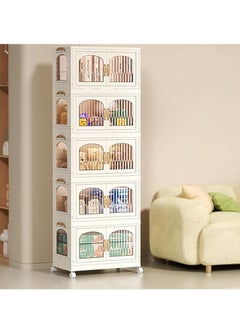 Generic Portable Kids Wardrobe Foldable Combination Wardrobe Baby and Children's Clothing Toy Storage Cabinet Free Installation Snack Cabinet(5 Low)  - Image 1