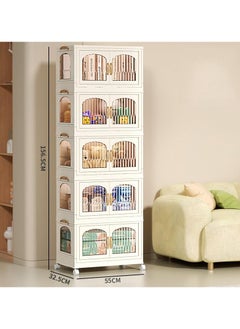 Generic Portable Kids Wardrobe Foldable Combination Wardrobe Baby and Children's Clothing Toy Storage Cabinet Free Installation Snack Cabinet(5 Low)  - Image 2