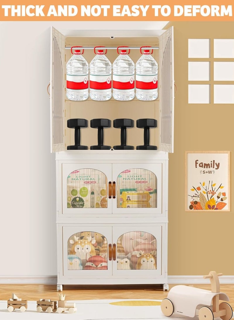 Generic Portable Kids Wardrobe Foldable Combination Wardrobe Baby and Children's Clothing Toy Storage Cabinet Free Installation Snack Cabinet(5 Low)  - Image 4
