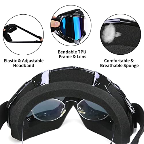 JAMIEWIN ATV Goggles for Dirt Bike, Motorcycle, Motocross, UTV, MX, Offroad Riding - Anti UV, Dustproof, Anti Fog, Racing, Skiing Goggles for Men, Women, Youth, Kids - Image 4