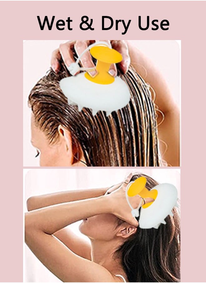 HieerBus Hair brush,Scalp Massager Hair Growth, Scalp Scrubber with Soft Silicone Bristles for Hair Growth & Dandruff Removal, Hair Shampoo Brush for Scalp Exfoliator, The shape of a poached egg  - Image 5
