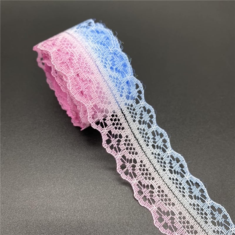 Lace Ribbon, 28mm Rainbow Lace Trims, 3 Yards Assorted Color Ribbon Embroidery Hollow Out Fabric - Image 4