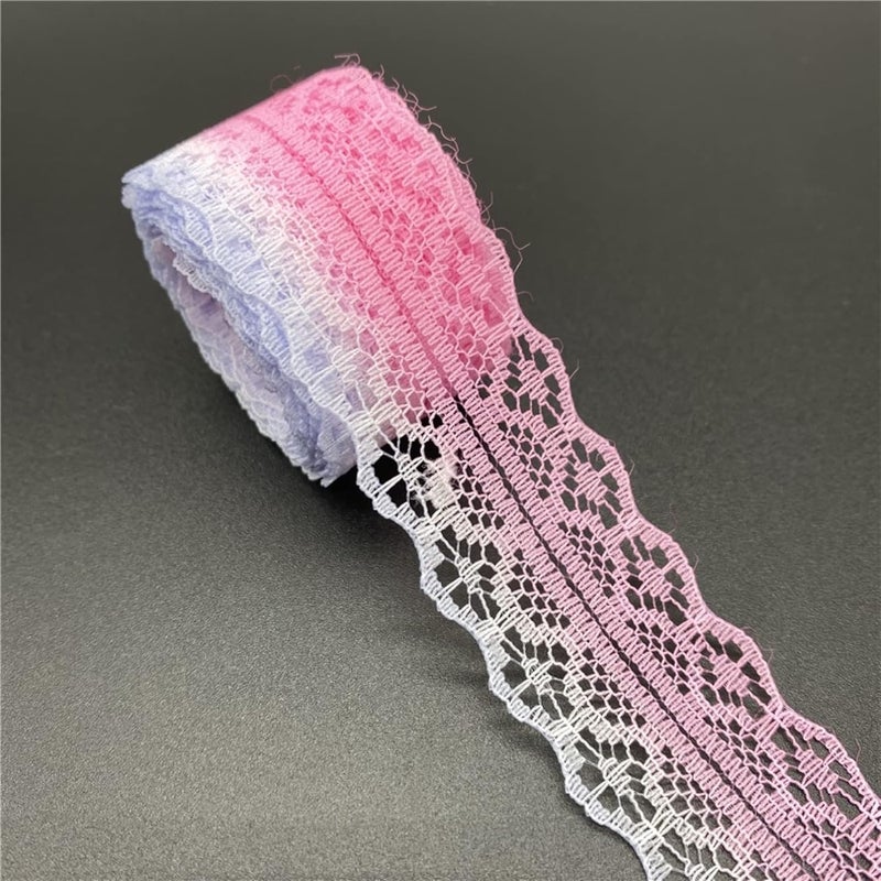 Lace Ribbon, 28mm Rainbow Lace Trims, 3 Yards Assorted Color Ribbon Embroidery Hollow Out Fabric - Image 3