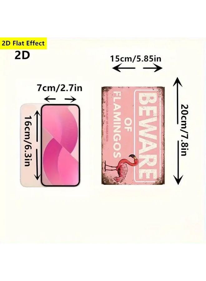 15cm x 20cm Pink Flamingo Wooden Sign Beware of Flamingos Wall Decor for Home Kitchen Bar - Image 4