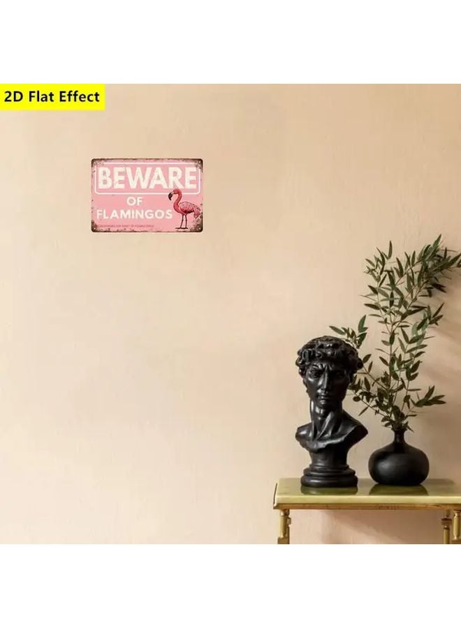 15cm x 20cm Pink Flamingo Wooden Sign Beware of Flamingos Wall Decor for Home Kitchen Bar - Image 5