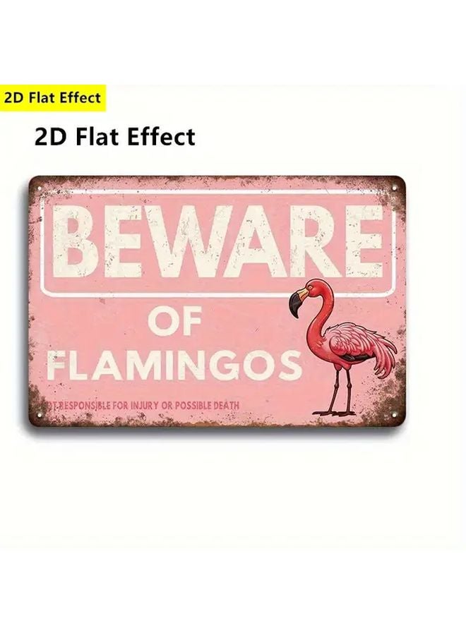 15cm x 20cm Pink Flamingo Wooden Sign Beware of Flamingos Wall Decor for Home Kitchen Bar - Image 3